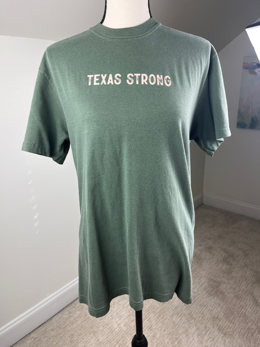 Comfort Colors Texas Strong T-Shirt Green Men’s M Graphic Tee